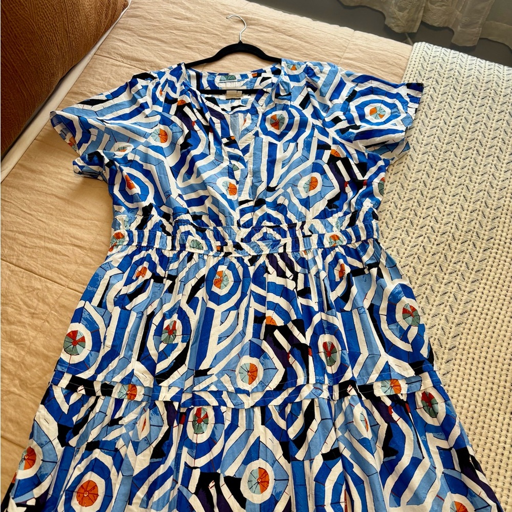 The Somerset Maxi Dress | Anthropologie | Hawaiian Blue | 3X | EUC | Geometric